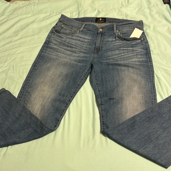 7 for All Mankind Luxe Performance The Straight Leg Jeans Sz 38 - Picture 3 of 13